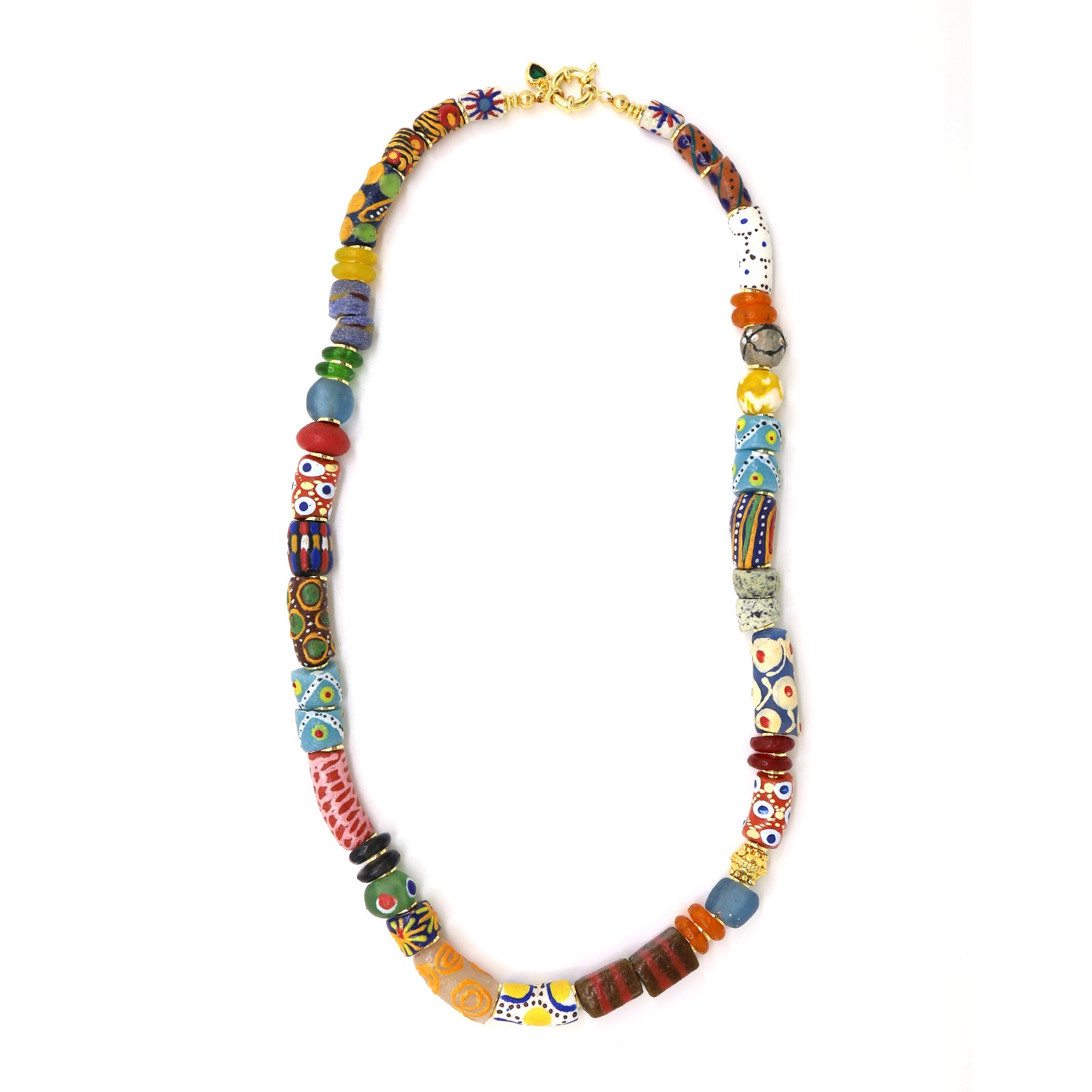 African Recycled Multi Colour Glass Bead Necklace