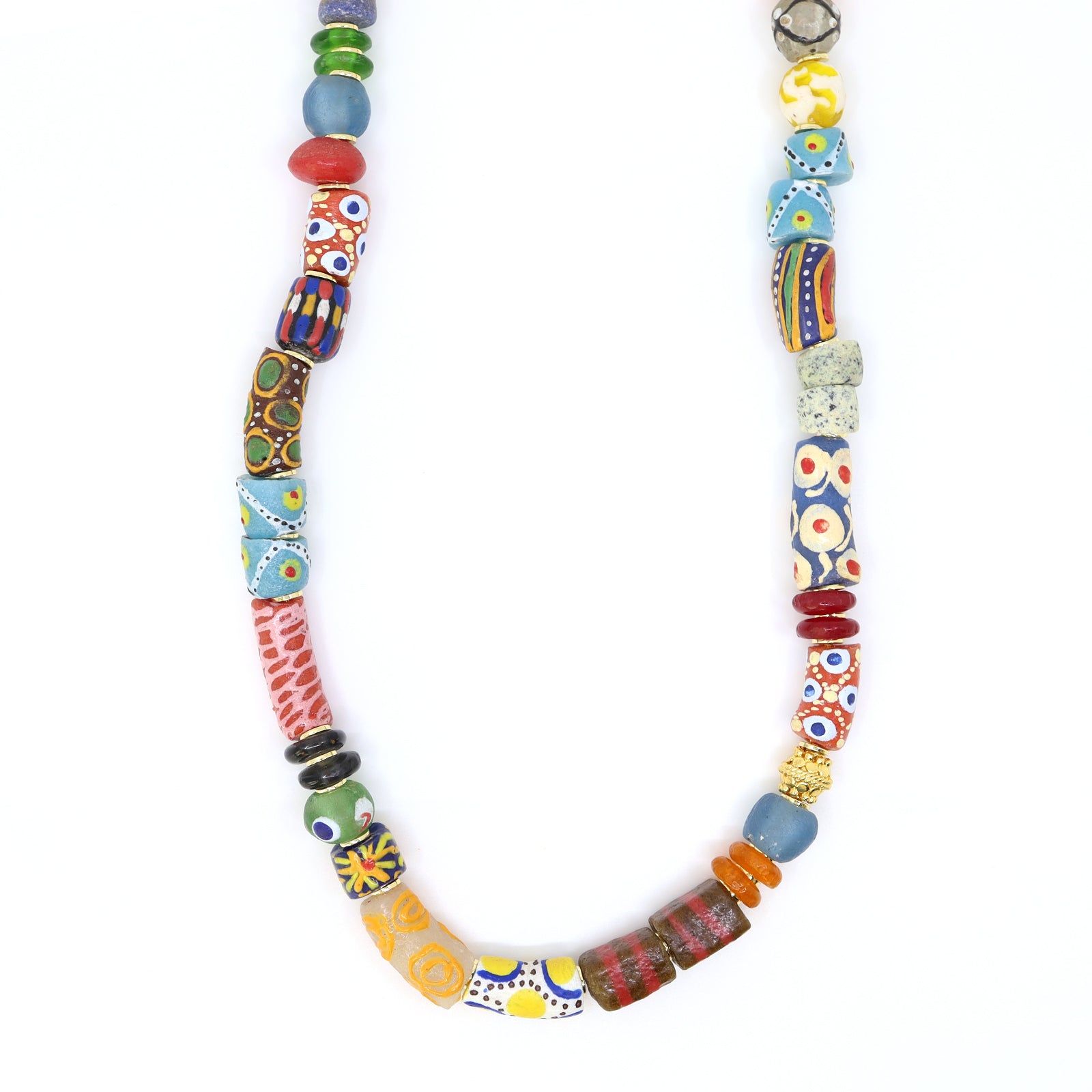 African Recycled Multi Colour Glass Bead Necklace