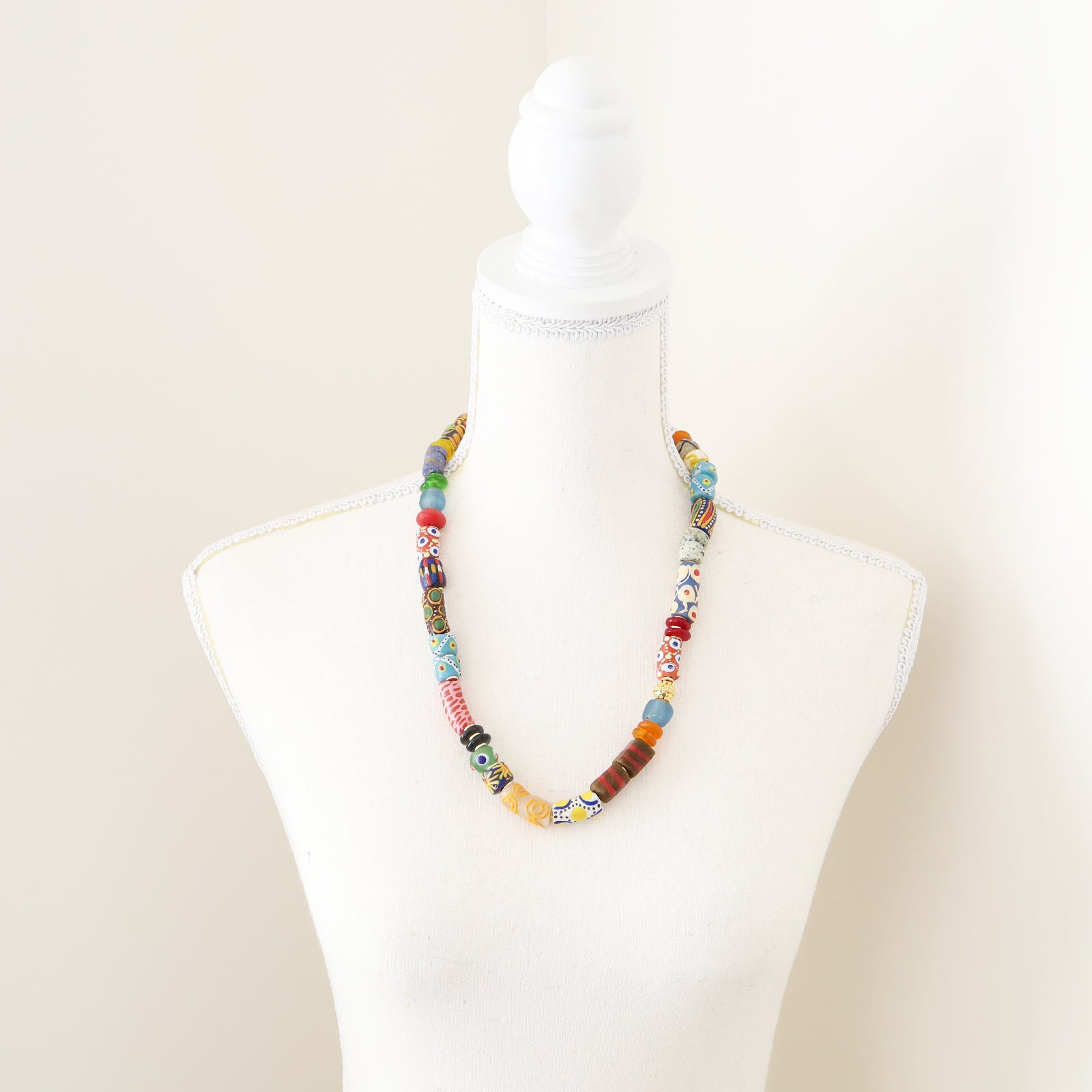 African Recycled Multi Colour Glass Bead Necklace