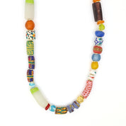 African Recycled Glass Multi Colour Bead Necklace