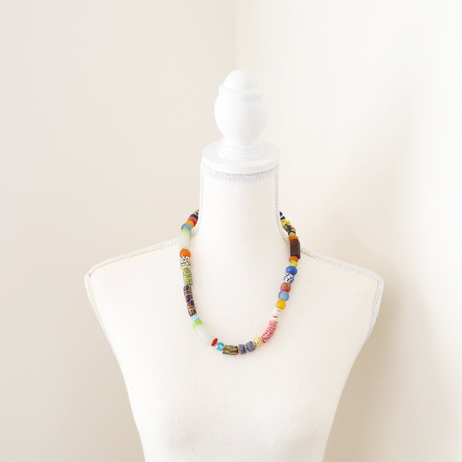 African Recycled Glass Multi Colour Bead Necklace
