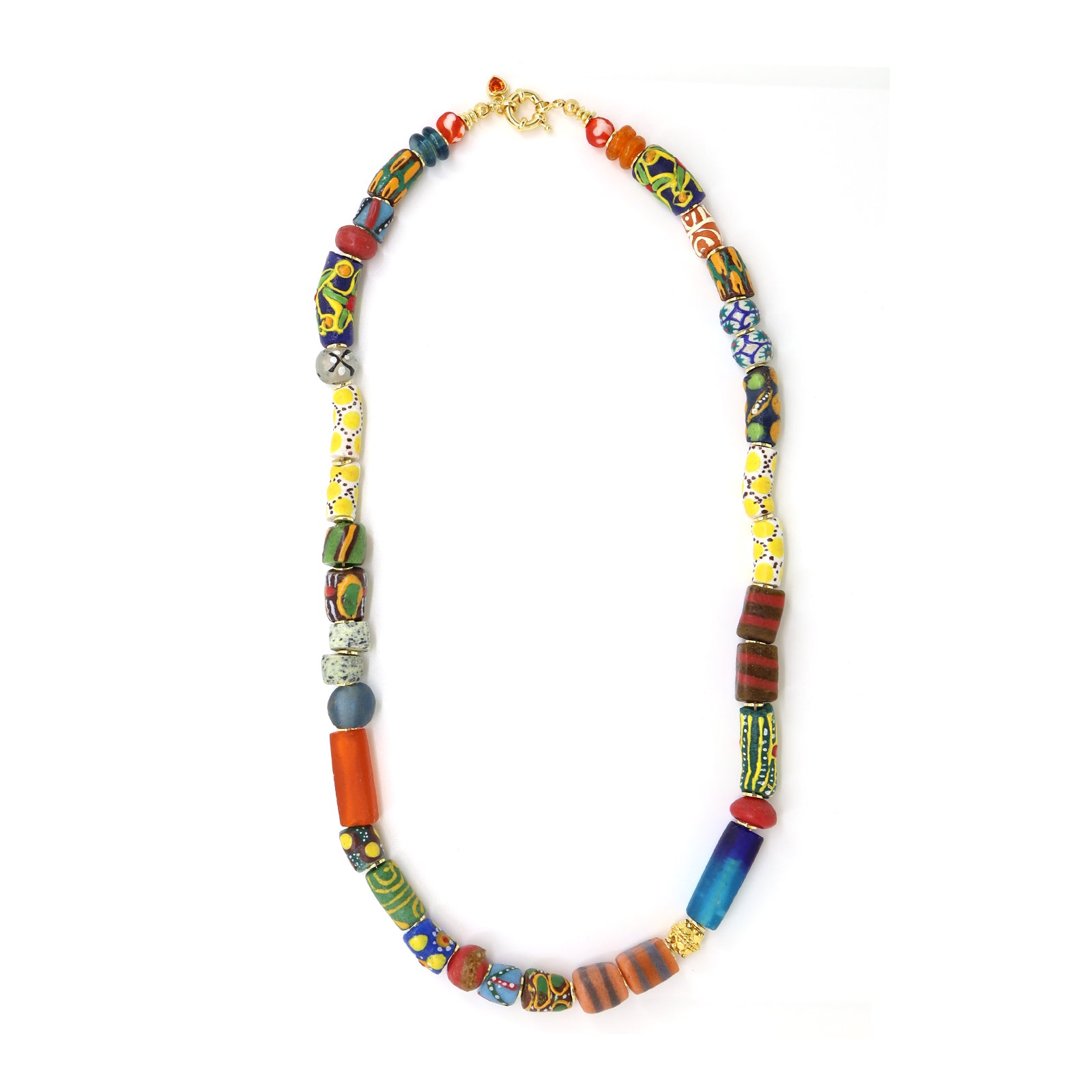 African Multi Colour Recycled Glass Bead Necklace