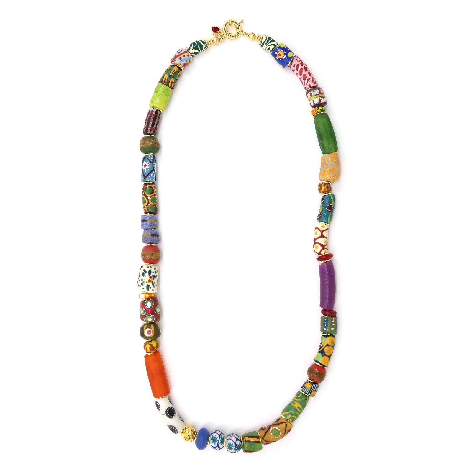 African Multi Colour Recycled Glass Bead Necklace