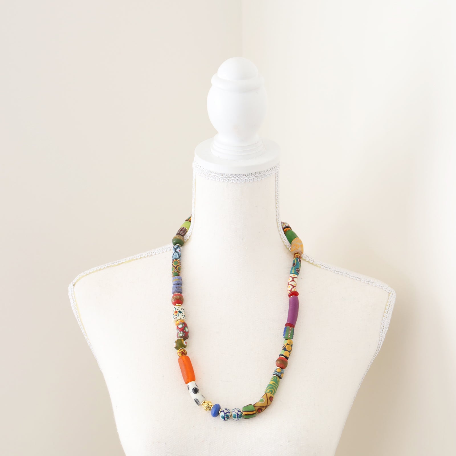 African Multi Colour Recycled Glass Bead Necklace