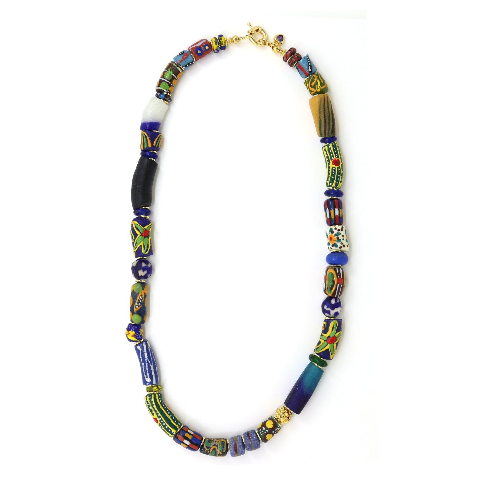 African Recycled Glass Bead Multi Colour Necklace