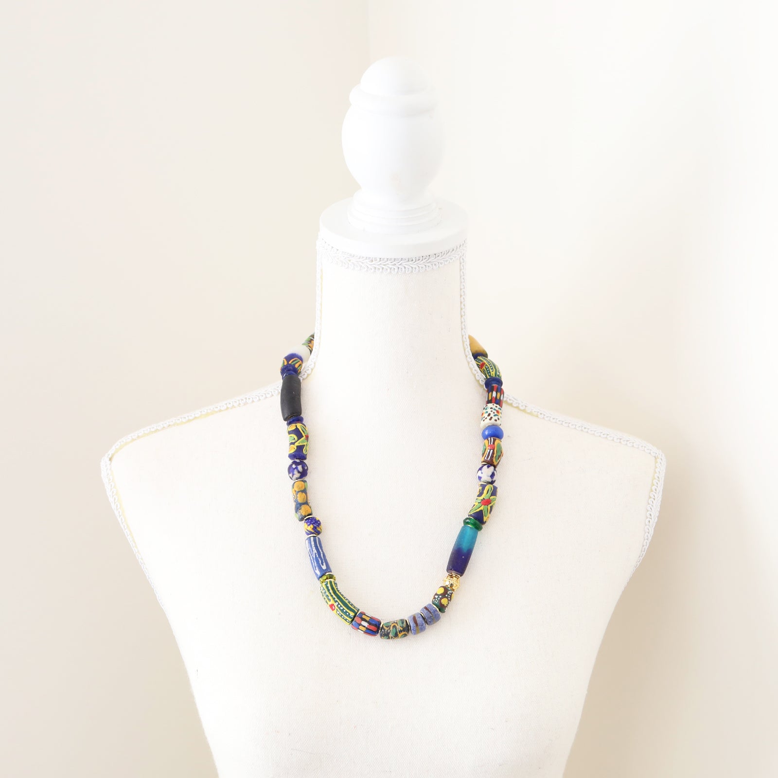 African Recycled Glass Bead Multi Colour Necklace