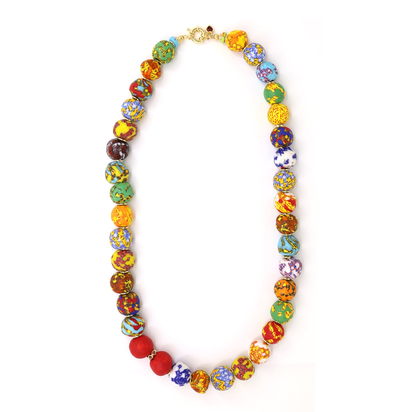 Multi Colour African Recycled Glass Beaded Necklace