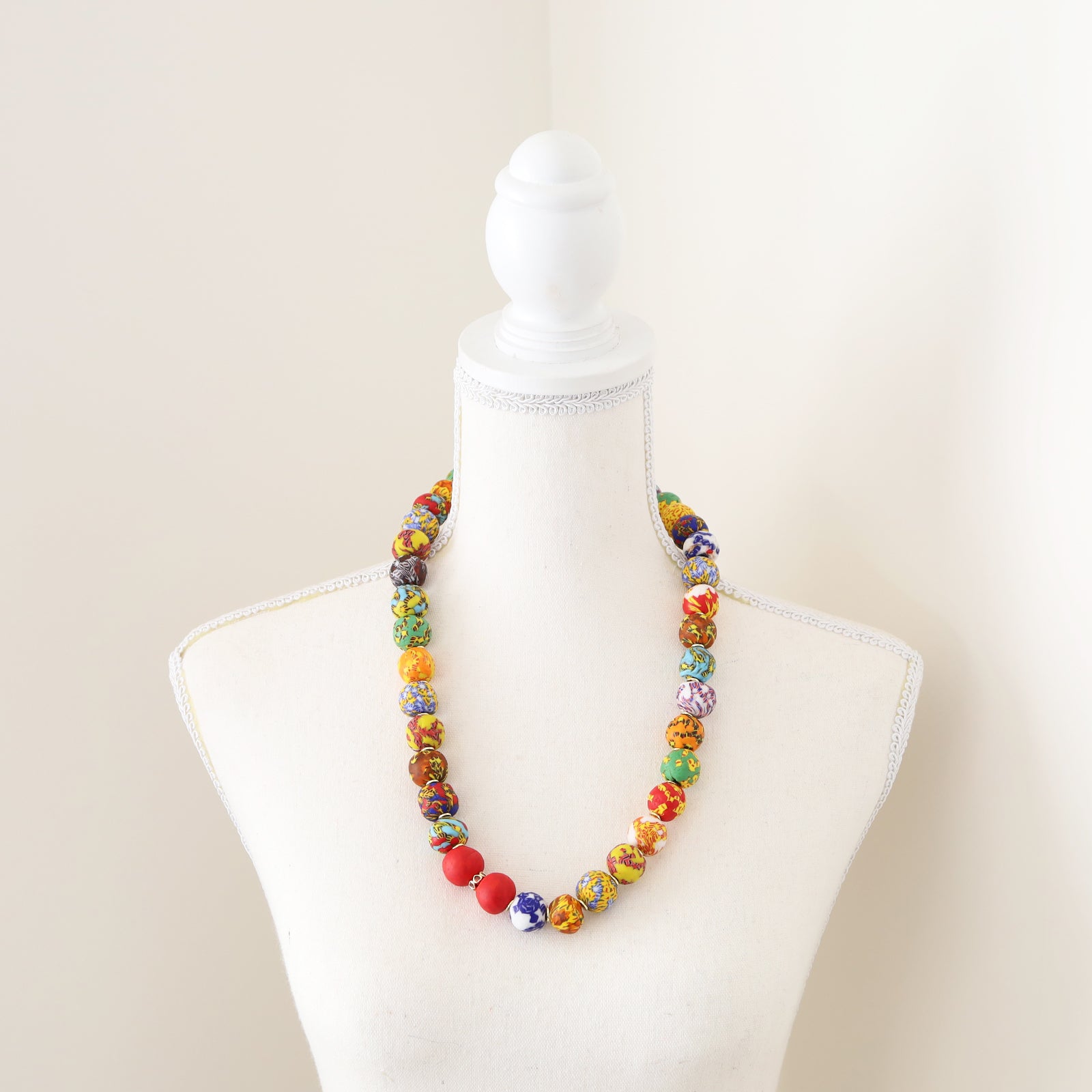 Multi Colour African Recycled Glass Beaded Necklace