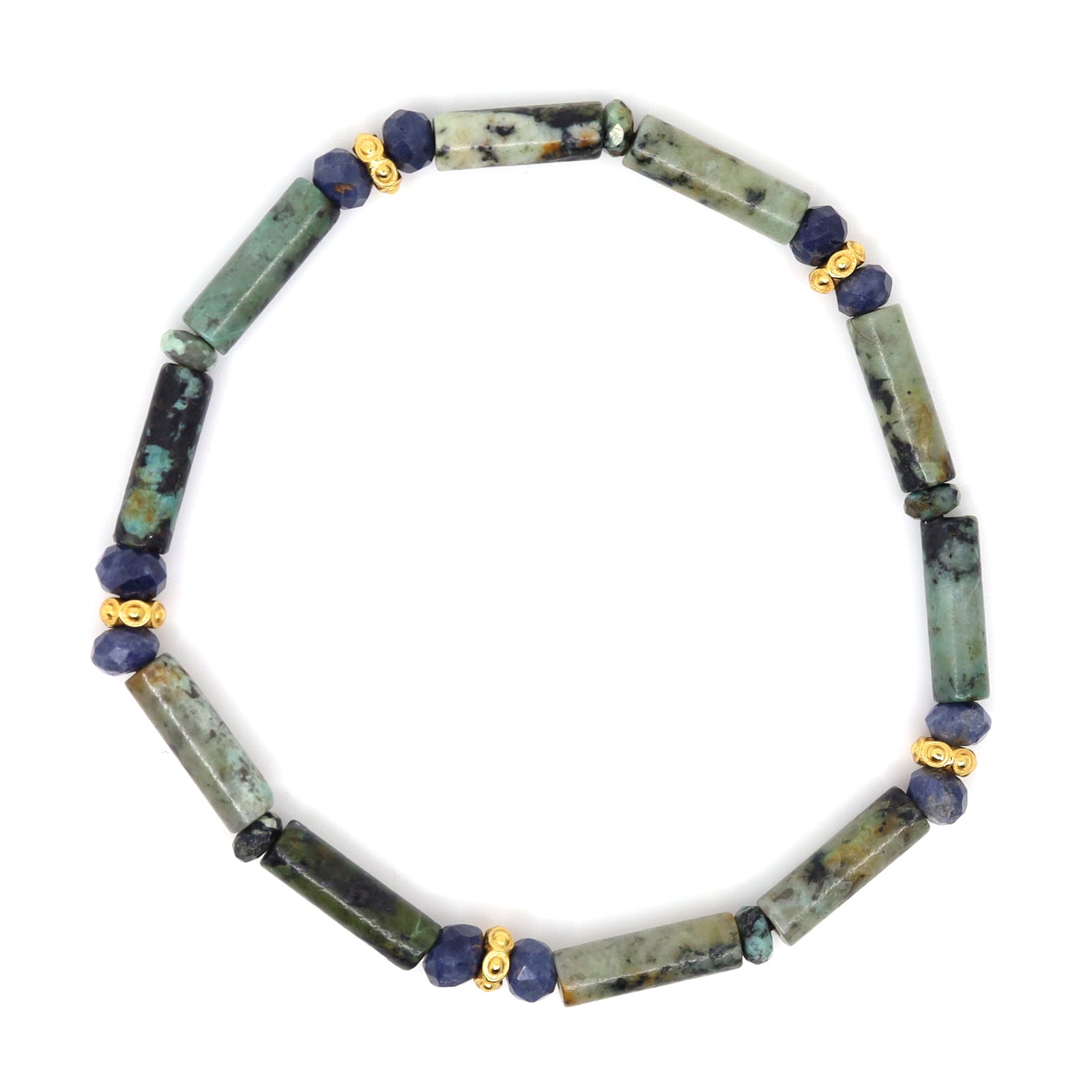 African Turquoise & Blue Sapphire Bracelet