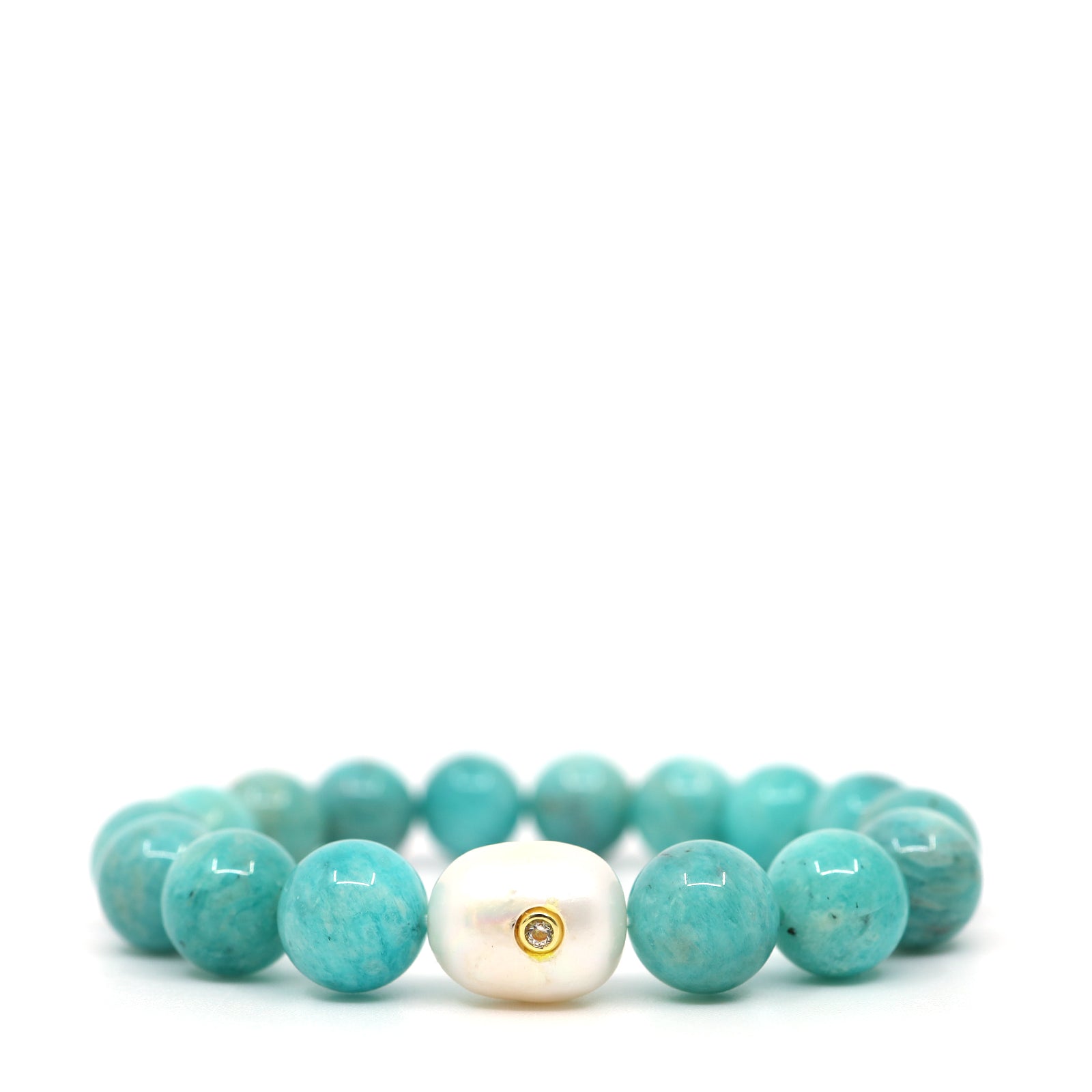 Amazonite & Freshwater Pearl Bracelet