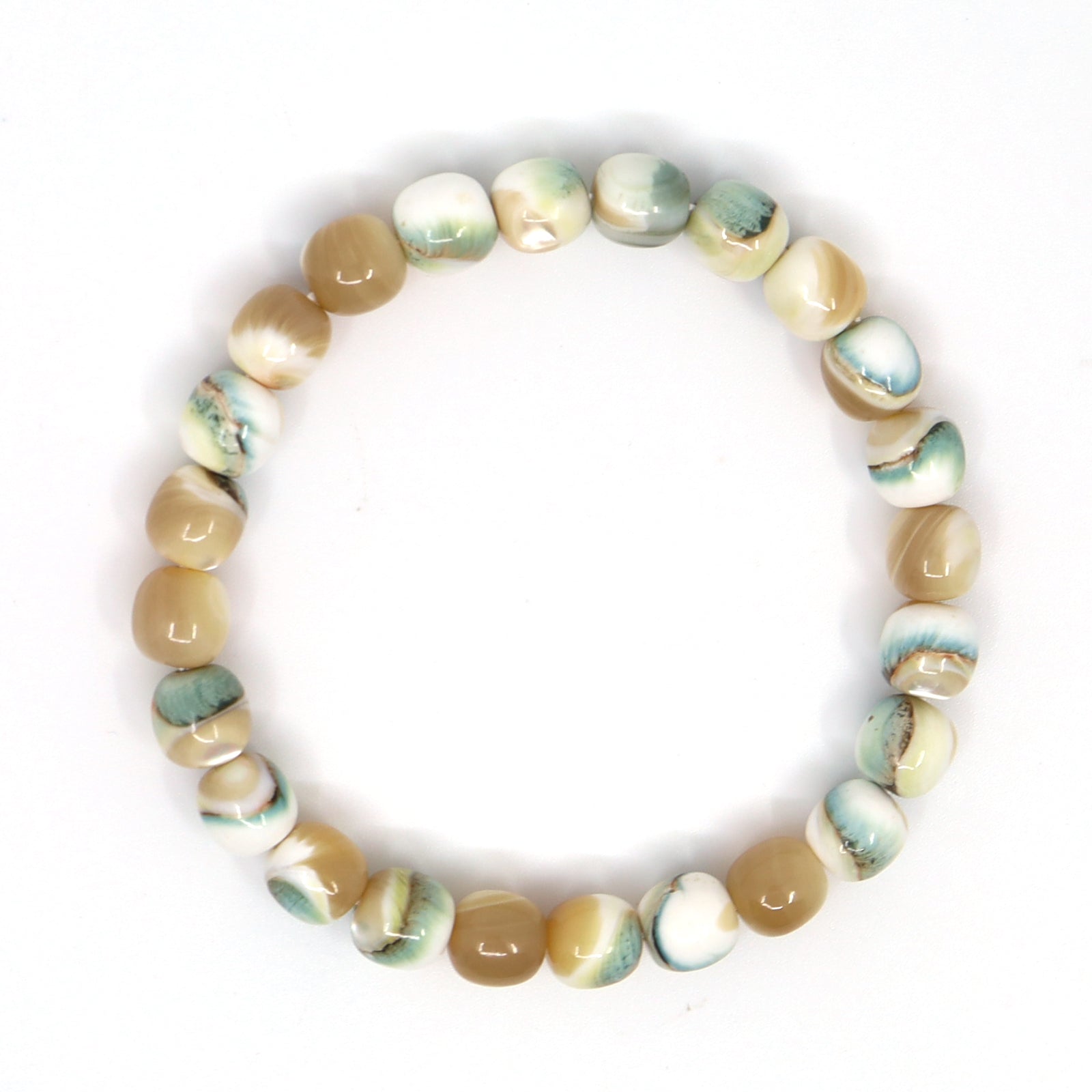 Natural Brown Green Mother Of Pearl Bracelet
