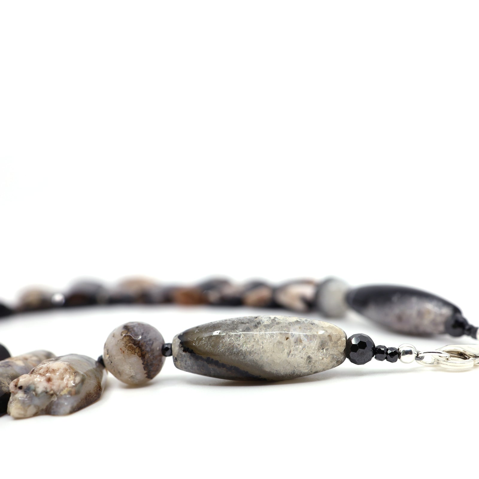 Black Sakura Agate & Quartz Necklace
