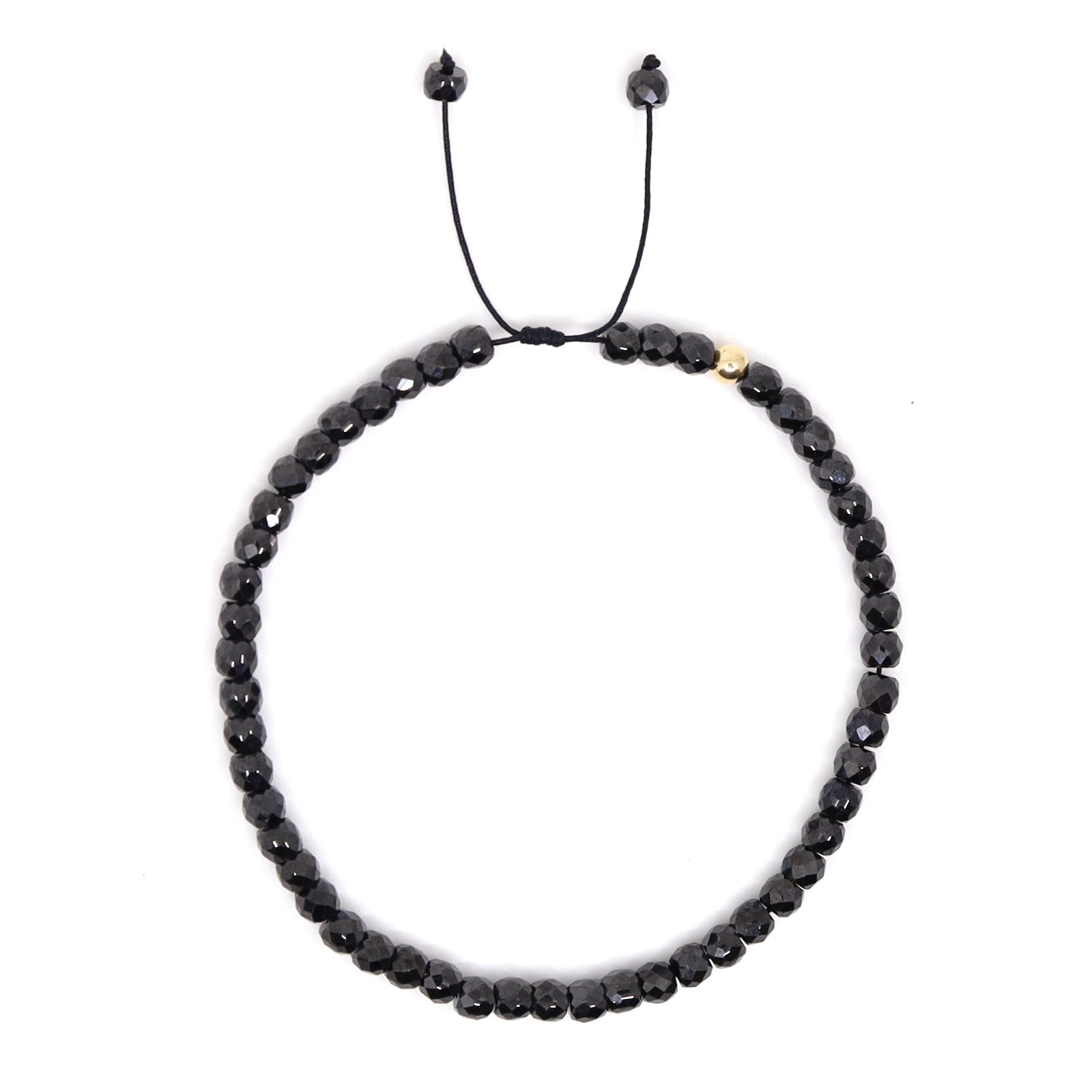 Black Cubic Zirconia & 14K Solid Gold Bracelet