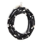 Black Cubic Zirconia & Freshwater Pearl Wrap Bracelet