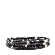 Black Cubic Zirconia & Freshwater Pearl Wrap Bracelet