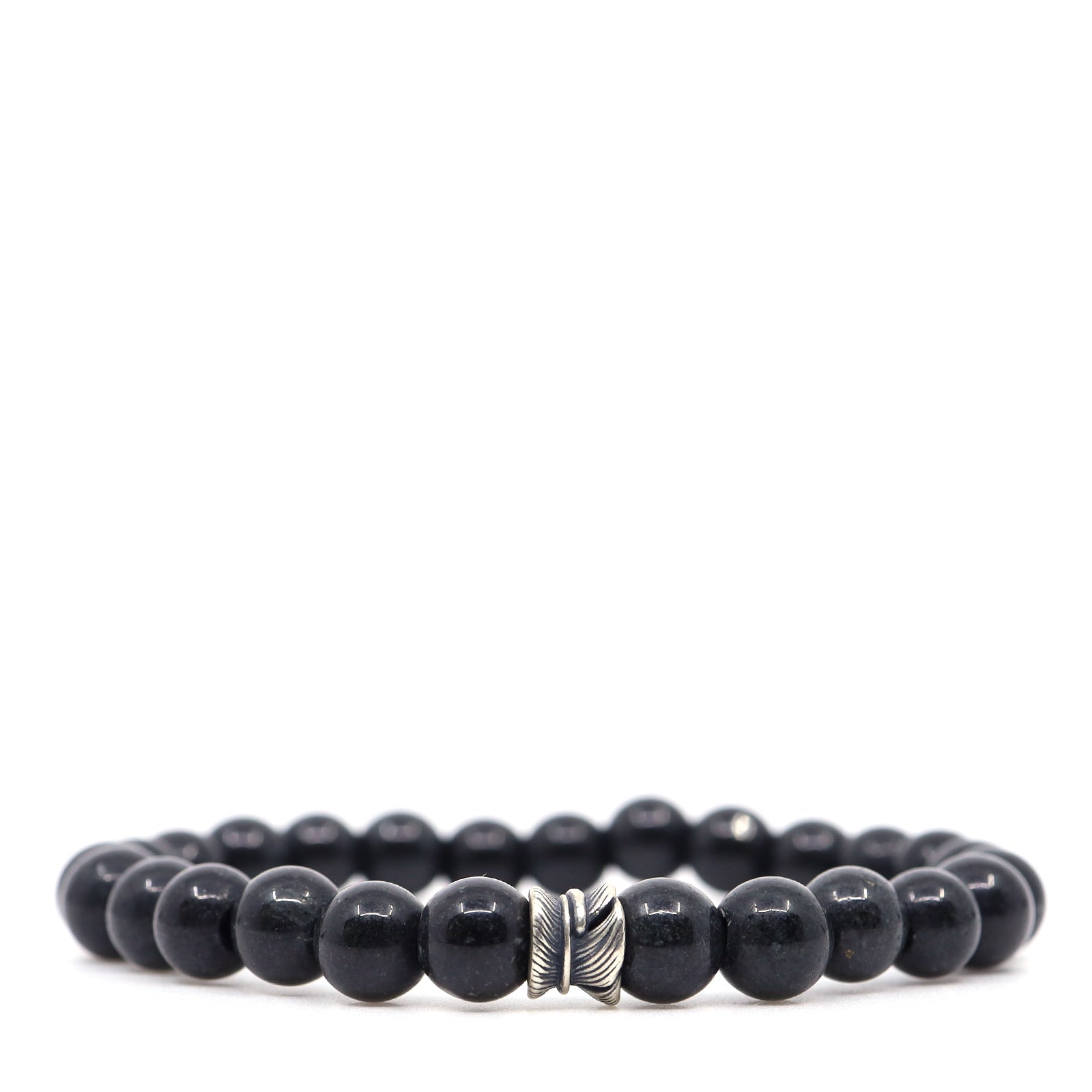 Black Burma Jade & Sterling Silver Bracelet
