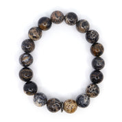 Black Coral Fossil & Black Diamonds Bracelet