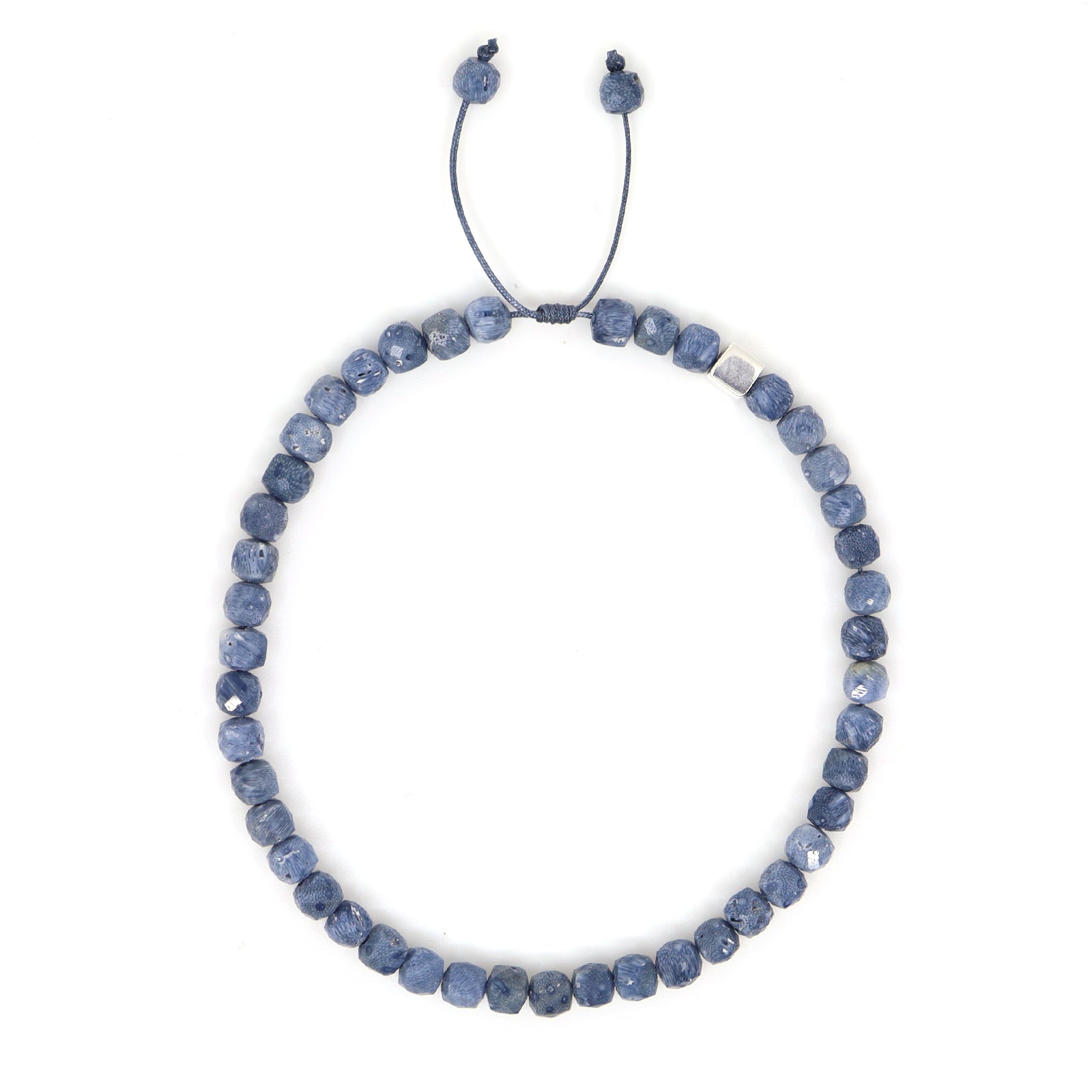 Blue Sponge Coral & Sterling Silver Bracelet