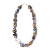 Blue Chalcedony & Freshwater Pearls Necklace