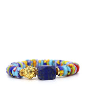 Blue Medley African Glass & Lapis Lazuli Bracelet