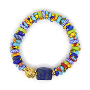 Blue Medley African Glass & Lapis Lazuli Bracelet
