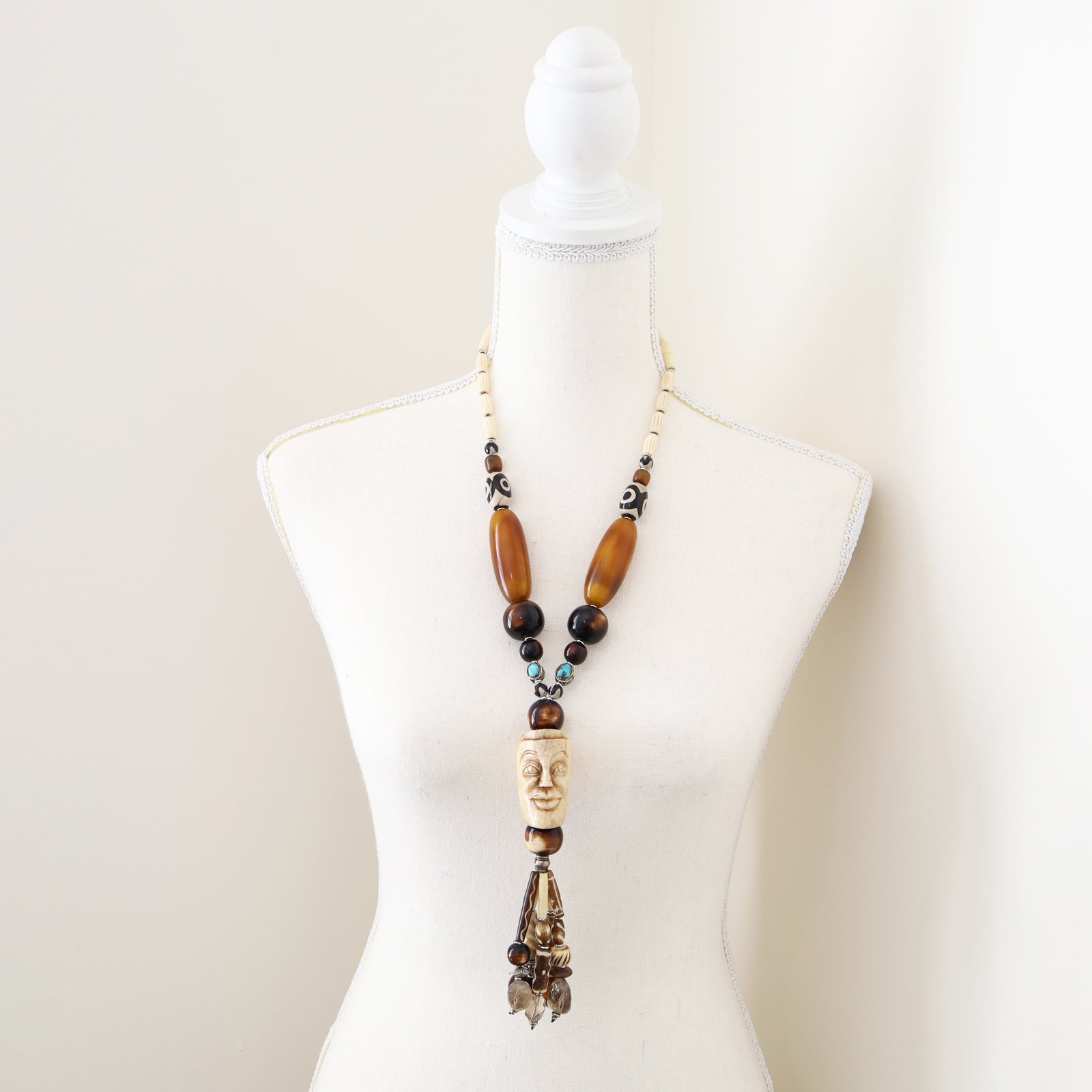 Carved Bone Statement Necklace