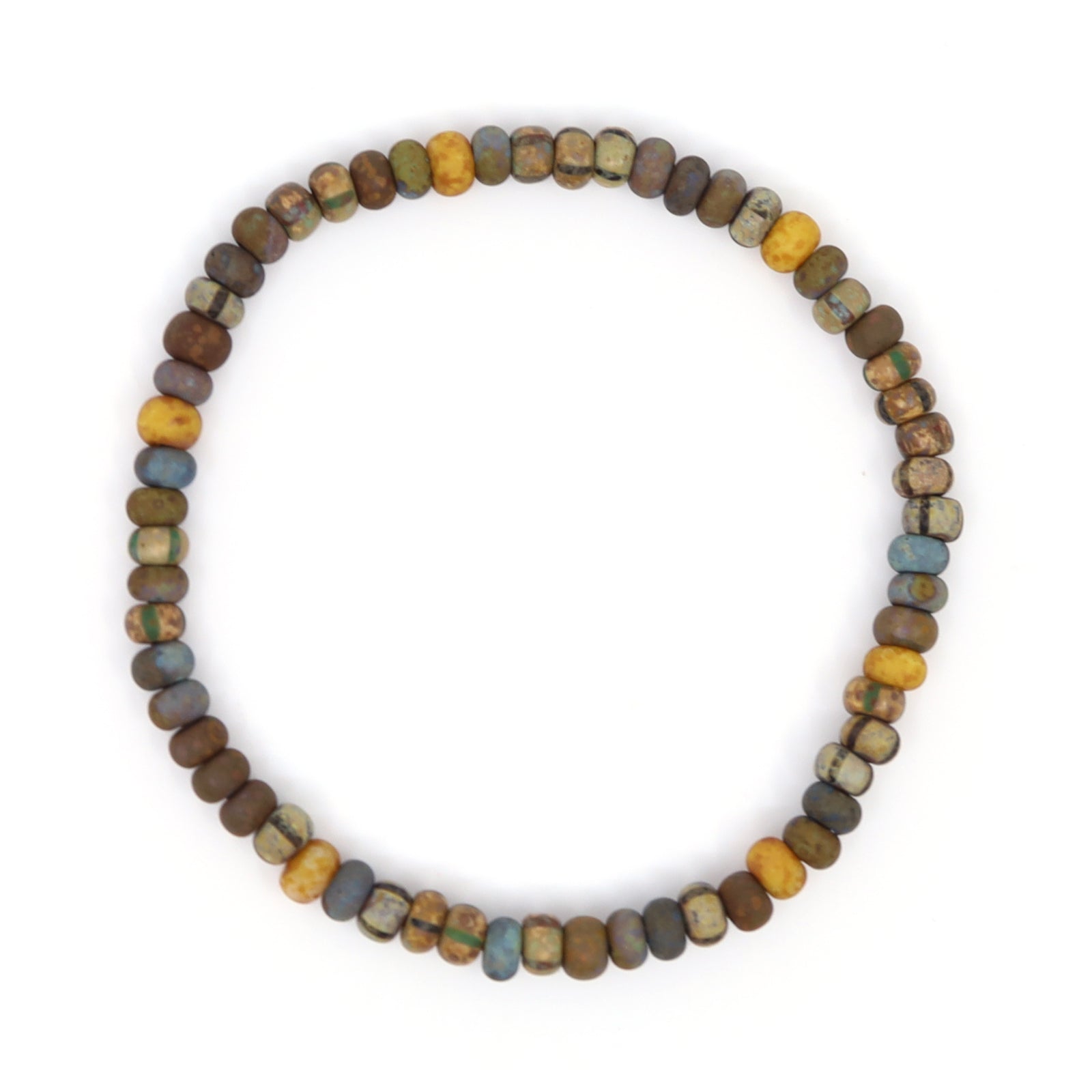 Brown, Yellow & Blue Czech Picasso Bracelet