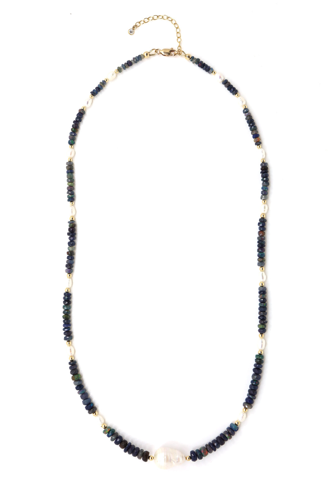 Black Ethiopian Opal & Freshwater Pearls Necklace