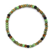 Green, Yellow Striped & Black Czech Bracelet