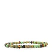 Green, Yellow Striped & Black Czech Bracelet
