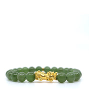 Green Jade & 24K Pure Gold Pixiu Bracelet