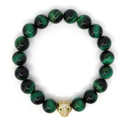 Green Tiger's Eye & Gold Jaguar Bracelet