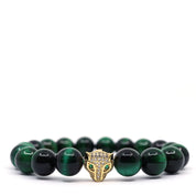 Gold Jaguar & Green Tiger's Eye Bracelet
