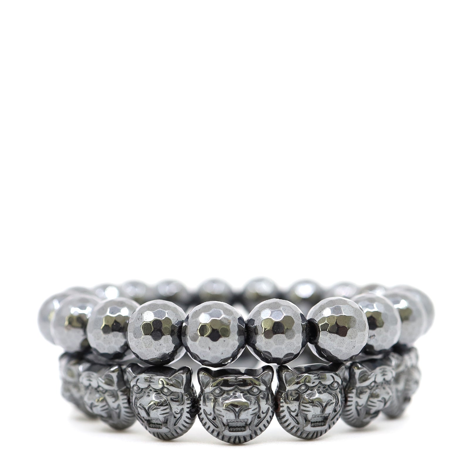 Lion Dark Grey Hematite Bracelet Set