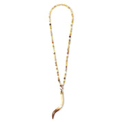 Yellow Opal & White & Brown Ombre Bone Necklace