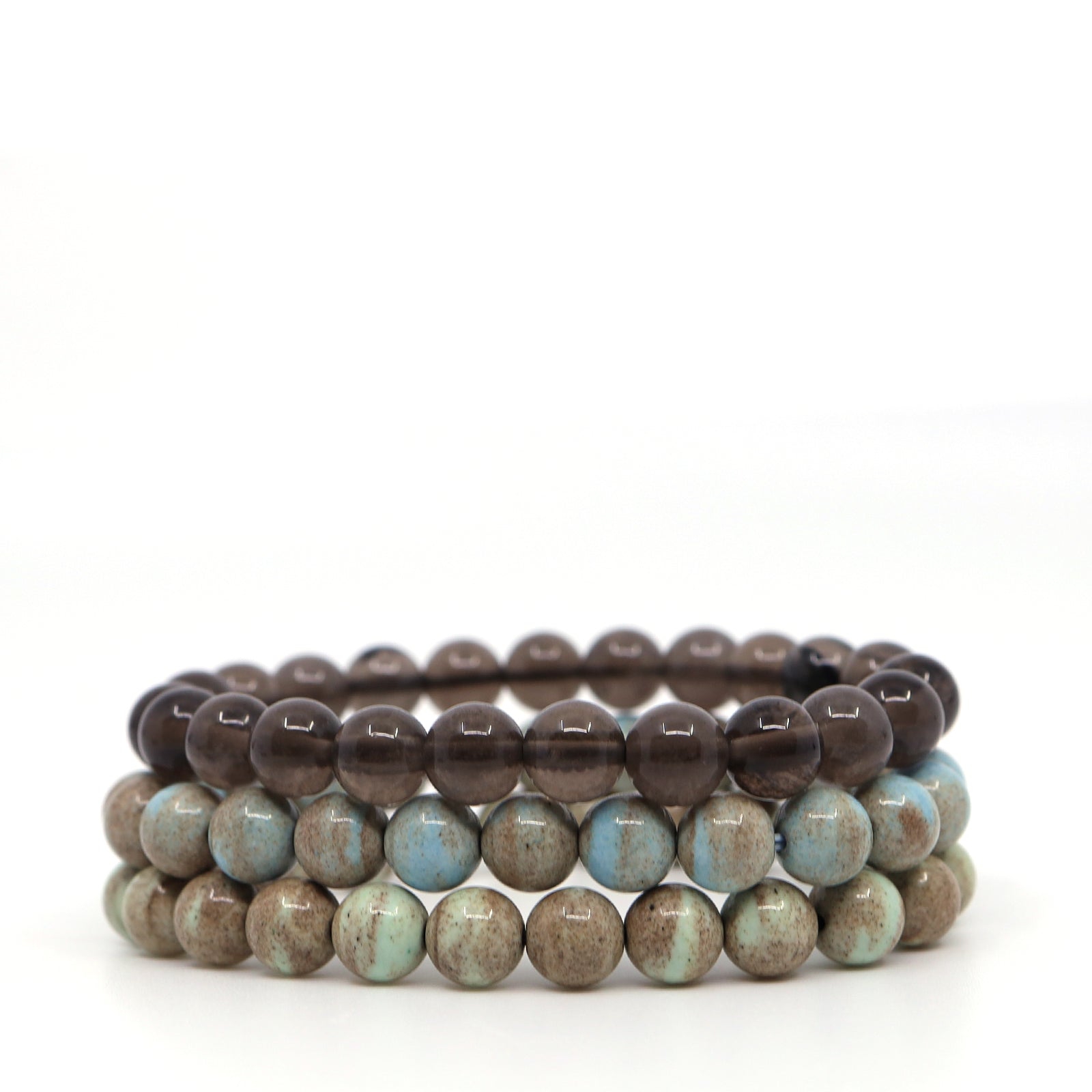Ice Obsidian & Jasper Bracelet Stack