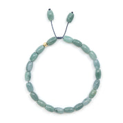 Green Barrel Jade & 14K Solid Gold Bracelet