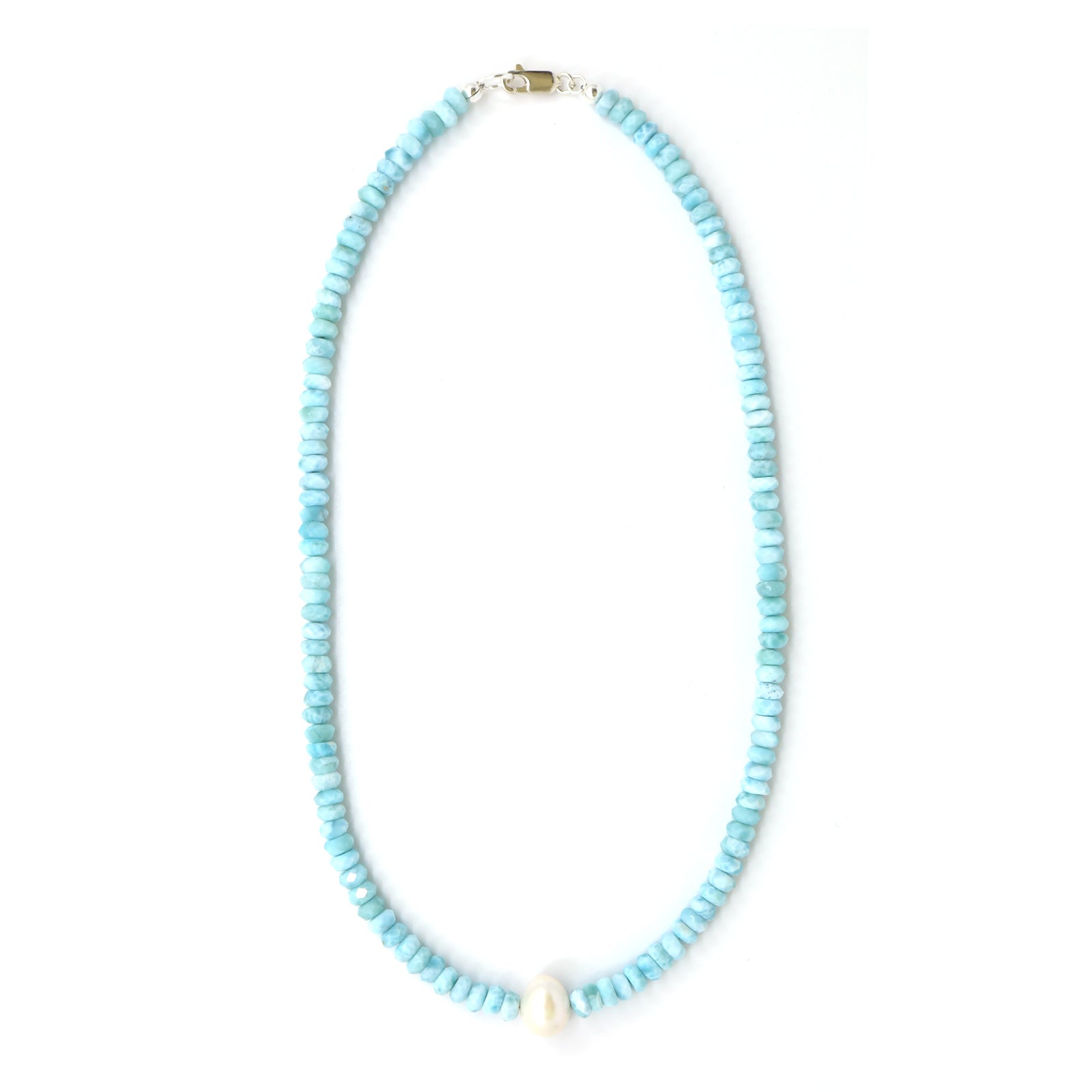 Freshwater Pearl & Larimar Necklace