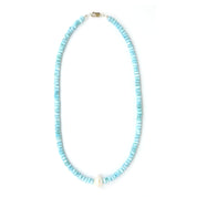 Freshwater Pearl & Larimar Necklace