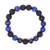 Lapis Lazuli, Black Cubic Zirconia & Lava Bracelet
