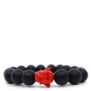 Red Happy Buddha & Matte Onyx Bracelet