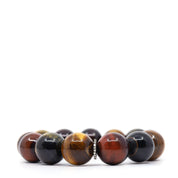 Red, Brown & Blue Tiger's Eye & Diamonds Bracelet