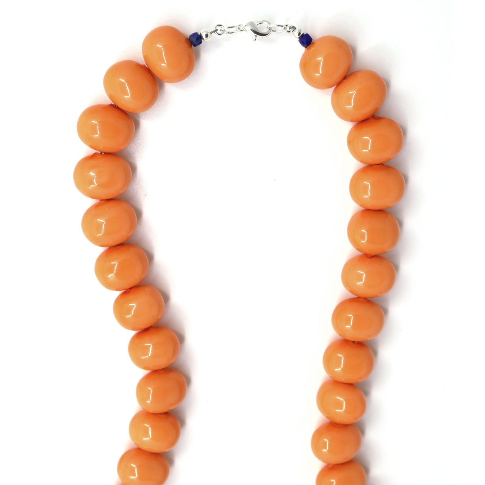 Orange Shell Pearls, Lapis Lazuli & Freshwater Pearl Necklace