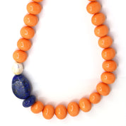 Orange Shell Pearls, Lapis Lazuli & Freshwater Pearl Necklace