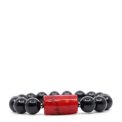 Black Tourmaline & Red Coral Bracelet