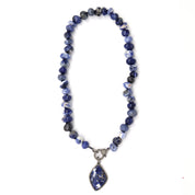 Sodalite & Diamonds Pendant Necklace