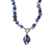 Sodalite & Diamonds Pendant Necklace
