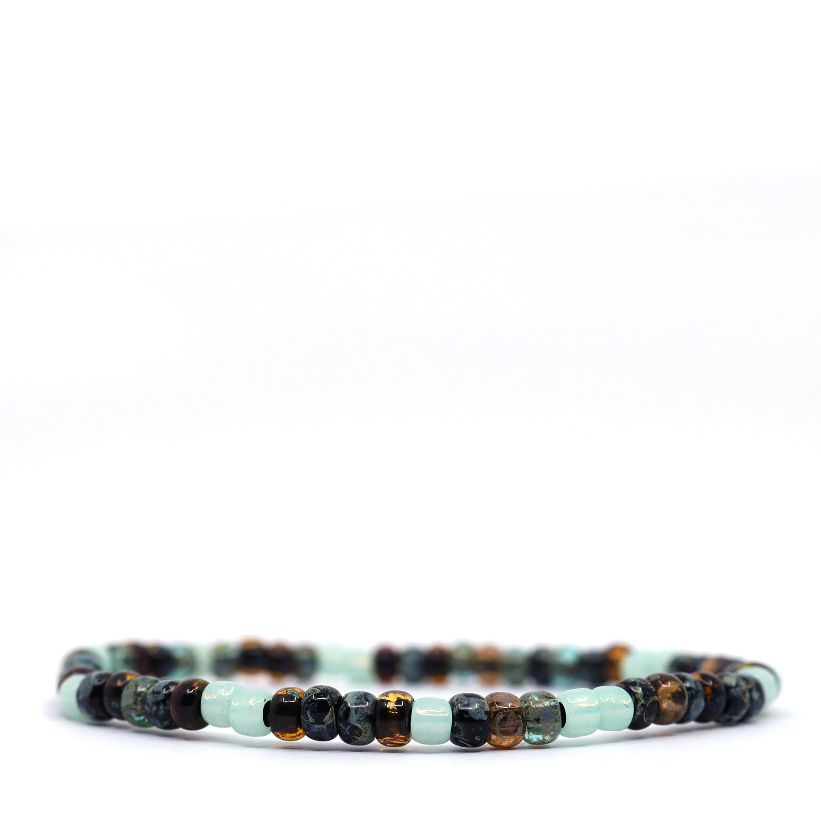 Sage Green, Teal, Brown & Topaz Czech Picasso Bracelet