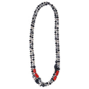 Black Tourmaline, Agates & Red Coral Necklace