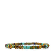 Turquoise, Blue Stripped & Brown Czech Picasso Bracelet